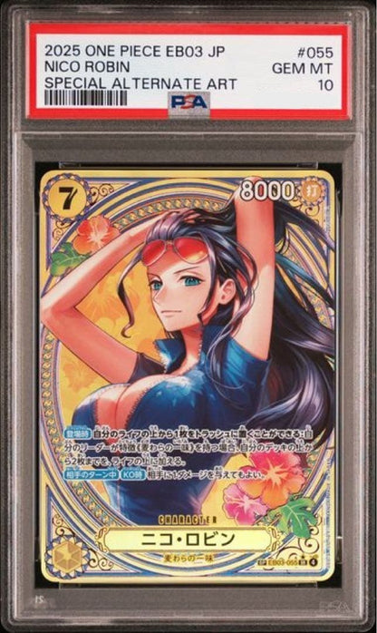 PSA 10 Nico Robin EB03-055 Special Alternate Art One Piece Heroines 2025 GEM MT1