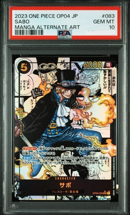 PSA 10 Sabo OP04-083 SR Manga Alt Art Kingdoms of Intrigue One Piece Card Japan0