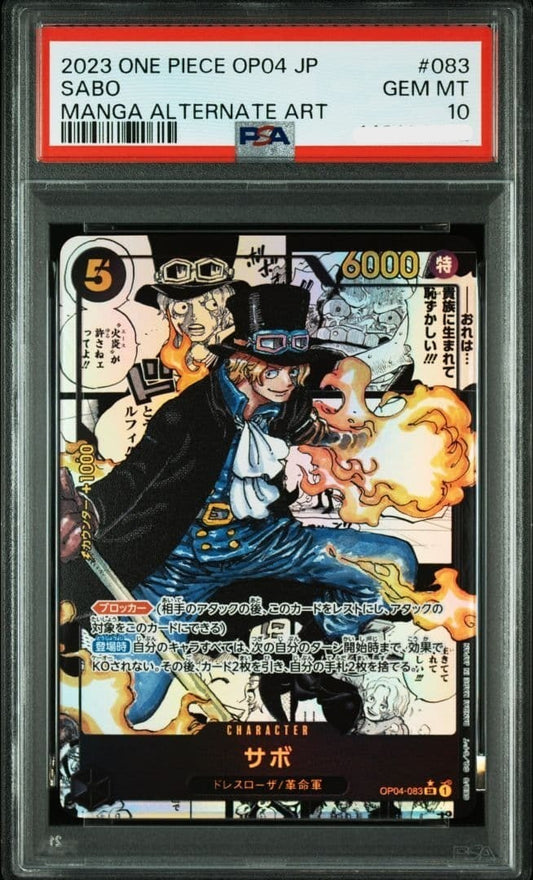 PSA 10 Sabo OP04-083 SR Manga Alt Art Kingdoms of Intrigue One Piece Card Japan0
