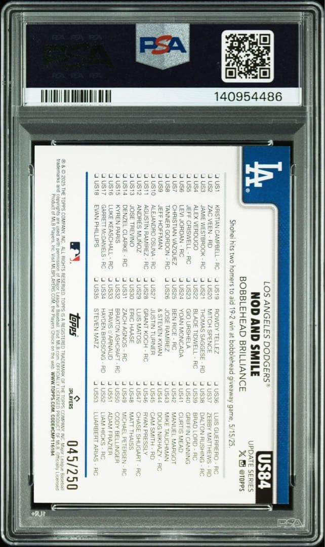 PSA10 2025 Topps Update Shohei Ohtani Purple Holo Foil 45 of 250 GEM MT1