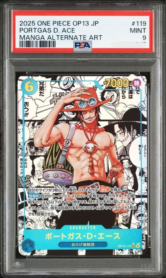PSA 9 Portgas D. Ace OP13-119 Manga Alt Art Comic Para Japanese ONE PIECE Card0
