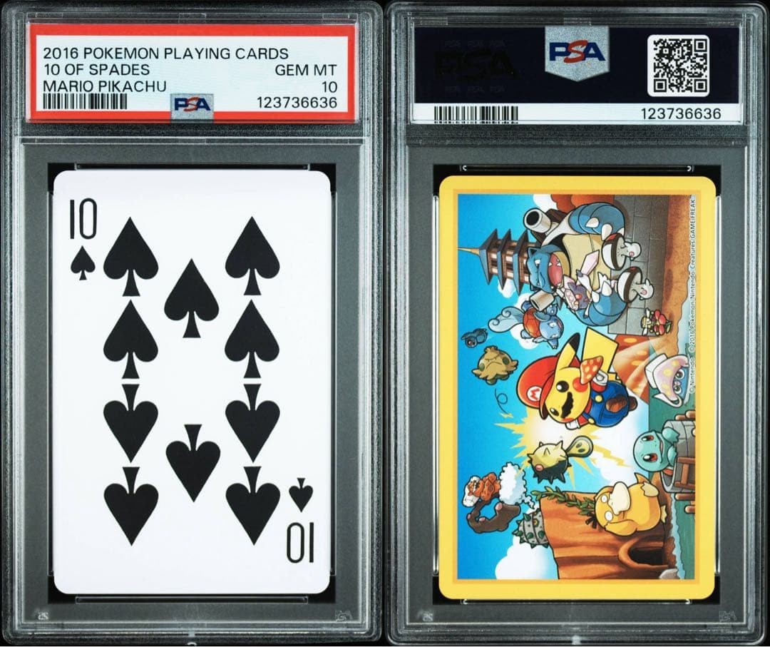 PSA 10 Mario Pikachu Playing Cards Royal Flush Spade Set 5 Card Rare GEM MINT6