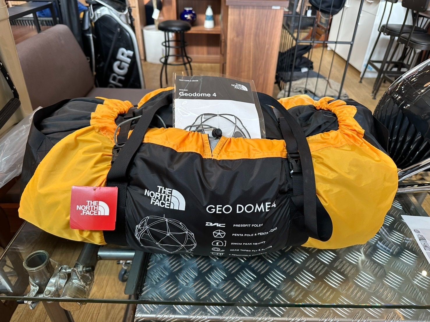 THE NORTH FACE Geodome 4 Tent Outdoor Camp Gear Saffron Yellow Color NV22311 NEW0
