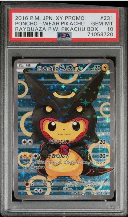 PSA10 Poncho Wearing Pikachu Black Rayquaza 2016 Pokemon XY Promo #2317