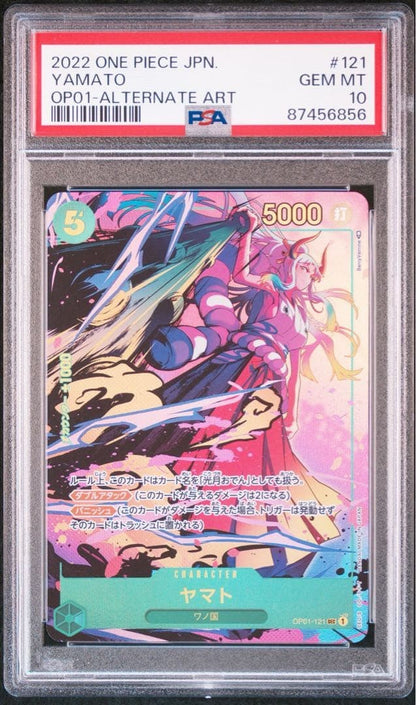 PSA10 Yamato Alt Art OP01-121 SEC ROMANCE DAWN ONE PIECE Card Japanese 20223