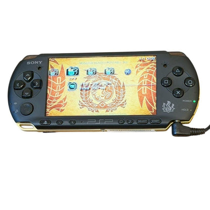 Sony PSP 3000 Monster Hunter Portable 3rd Matte Black & Gold Excellent with Box1