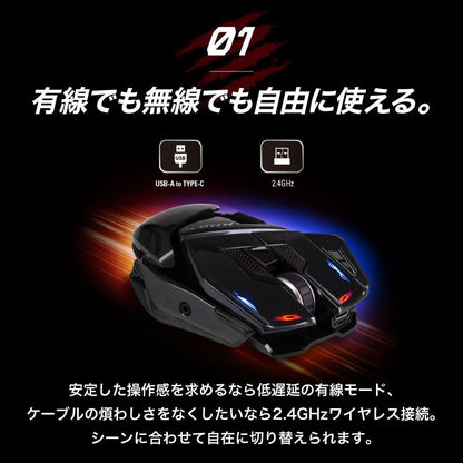 Mad Catz M.M.O. 7+ Gaming Mouse 21Buttons Wired Wireless MM10NHINBL0000J NEW1