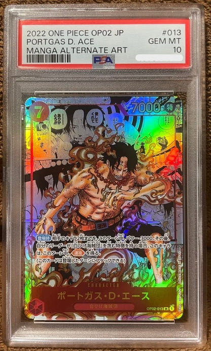 PSA 10 Portgas D Ace OP02-013 SR Comic Parallel Manga Alt Art ONE PIECE Japanese1