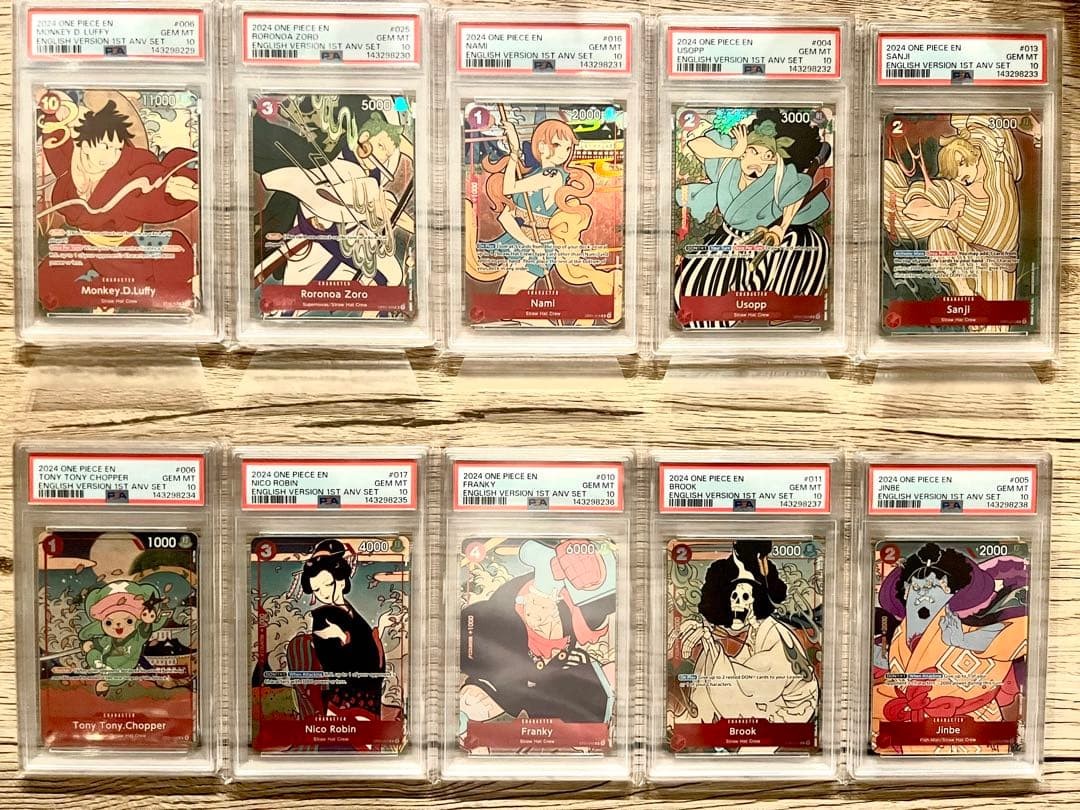 PSA 10 One Piece TCG 1st Anniversary Ukiyo-e Card Set Sequential Number1