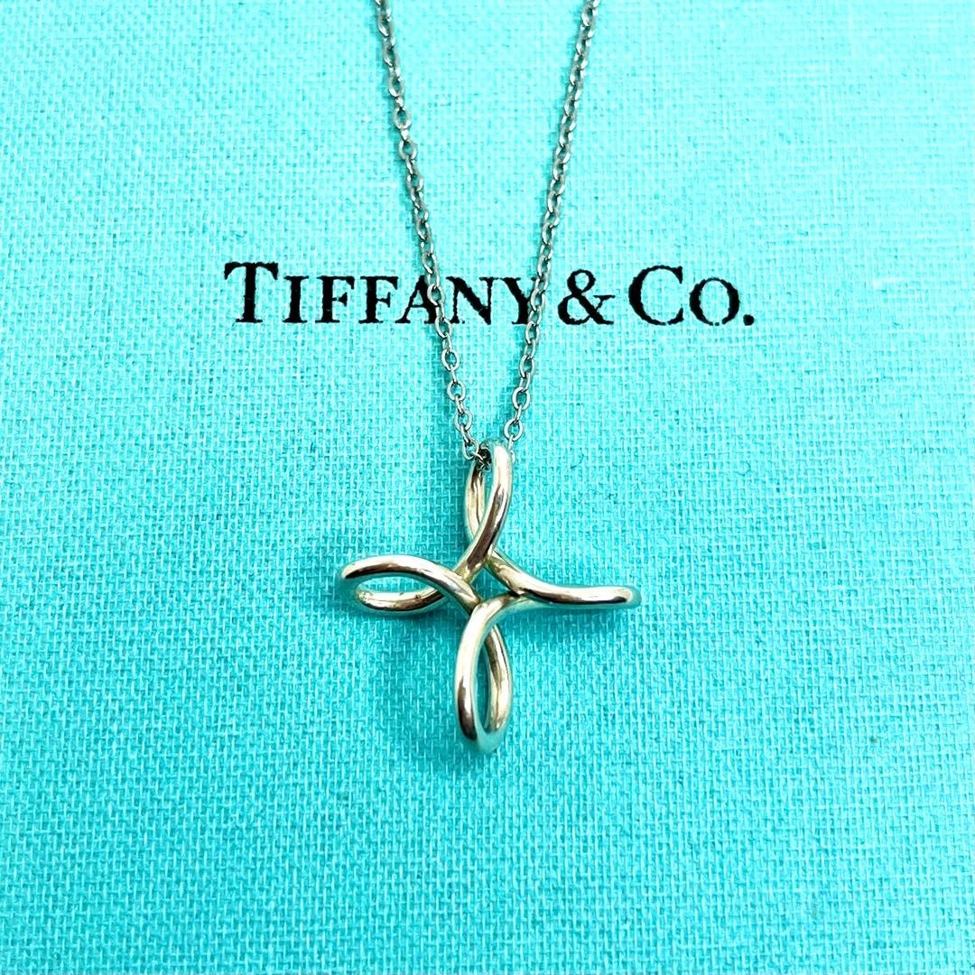 TIFFANY & Co. Infinity Cross Necklace Pendant Silver 925 USED9