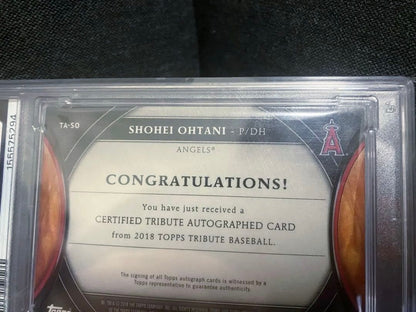 PSA 7 Topps Tribute Autographs Shohei Ohtani SO Purple /50 Rookie RC Auto 20188