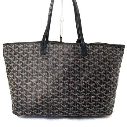 GOYARD Saint Louis PM Tote Bag Black Canvas Leather with Pouch USED1