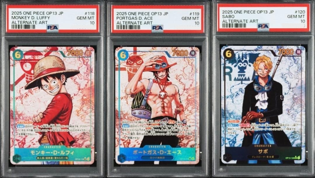 PSA 10 Luffy Ace Sabo SEC OP13118 OP13119 OP13120 Brothers ONE PIECE Card SET0