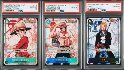PSA 10 Luffy Ace Sabo SEC OP13118 OP13119 OP13120 Brothers ONE PIECE Card SET0