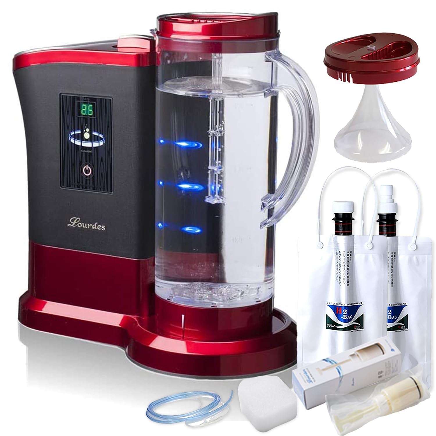 Lourdes Premium Hydrogen Water Generator Winered Cartridge & Vacuum Container0