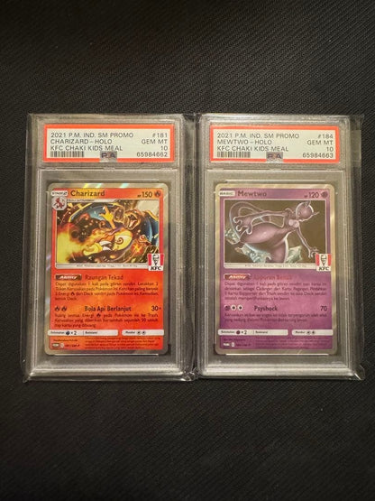 Pokemon Card Charizard Mewtwo PSA10 KFC Promo Set Indonesia Rare Holo1