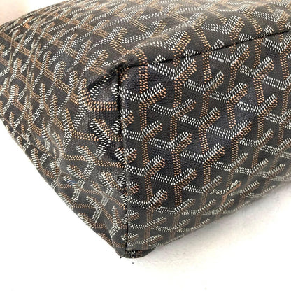 GOYARD Saint Louis PM Tote Bag Black Canvas Leather with Pouch USED9