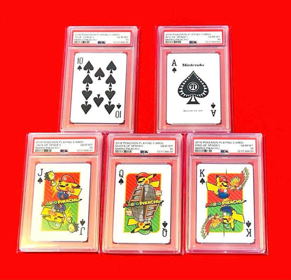 PSA 10 Mario Pikachu Playing Cards Royal Flush Spade Set 5 Card Rare GEM MINT7