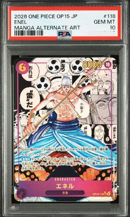 PSA 10 Enel Manga Alternate Art OP15-118 One Piece Japanese TCG Gem Mint1