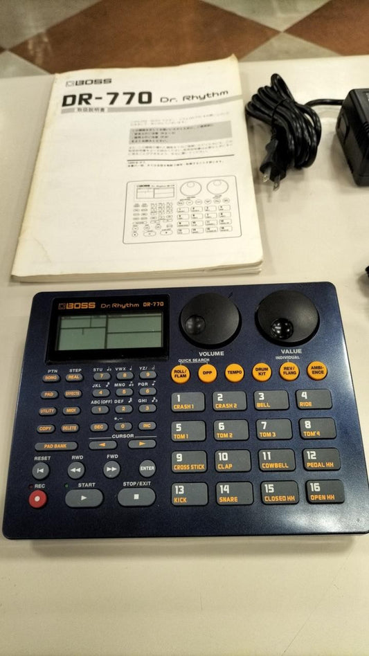 BOSS DR770 Drum Machine Rhythm Machine Compact Groove Box AC Adapter USED0