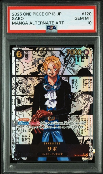 PSA 10 Sabo OP13-120 Manga Alt Art Carrying on His Will ONE PIECE Card Japanese0