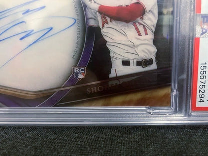 PSA 7 Topps Tribute Autographs Shohei Ohtani SO Purple /50 Rookie RC Auto 20186