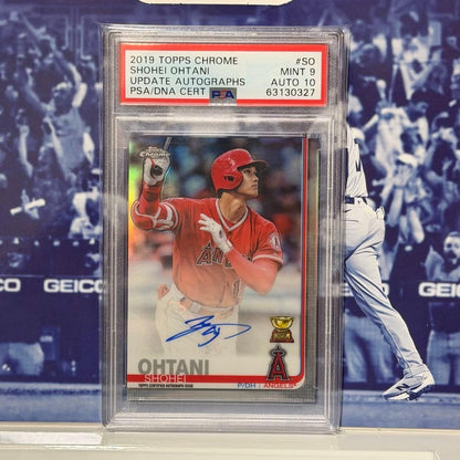 PSA 9 Shohei Ohtani Topps Chrome Update Autographs #SO On-Card Auto 2019 Mint1