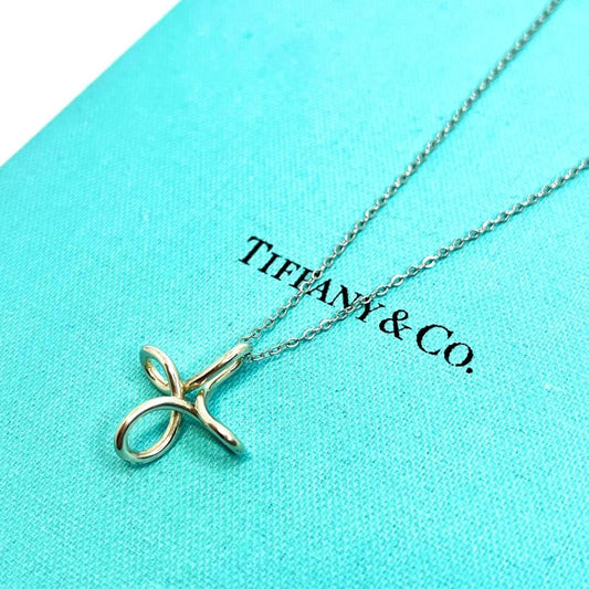 TIFFANY & Co. Infinity Cross Necklace Pendant Silver 925 USED0