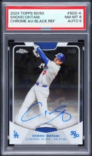 PSA 8 Shohei Ohtani 2024 Topps 50/50 Chrome Black Refractor Auto Signed Card1