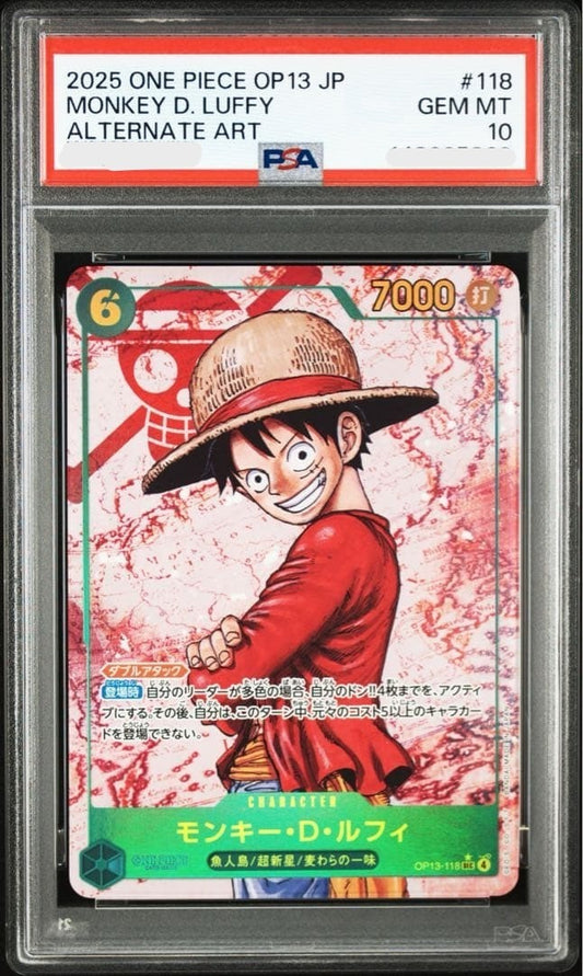 PSA 10 Monkey D Luffy OP13118 SEC Alt Art Carrying On His Will ONE PIECE Card 0