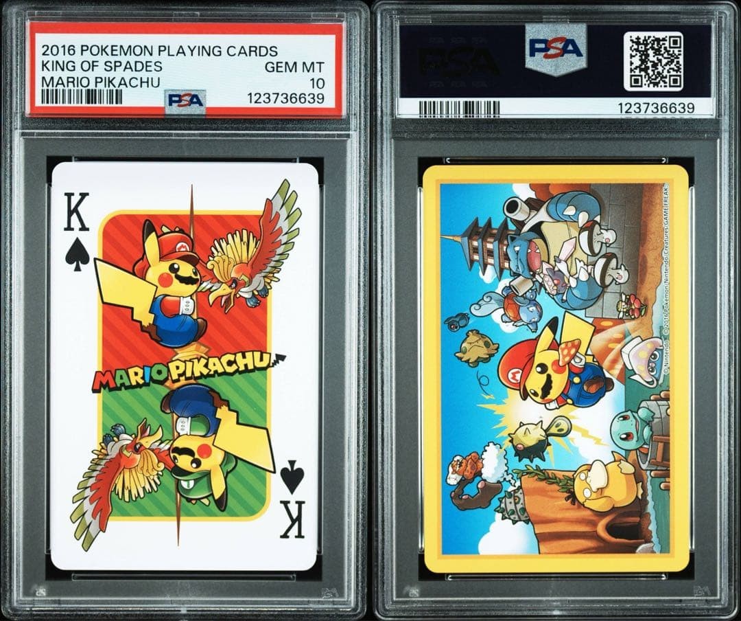 PSA 10 Mario Pikachu Playing Cards Royal Flush Spade Set 5 Card Rare GEM MINT3