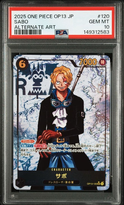 PSA10 Sabo OP13-120 SEC Alternate Art 2025 ONE PIECE Card Japanese GEM MINT1