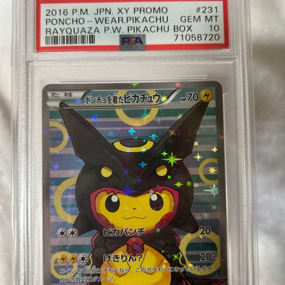 PSA10 Poncho Wearing Pikachu Black Rayquaza 2016 Pokemon XY Promo #23110