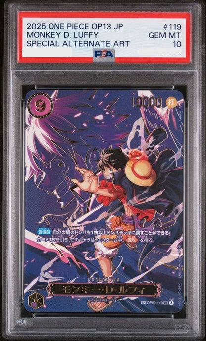PSA 10 Monkey D. Luffy OP09119 SEC Carrying On His Will One Piece Card Japanese0