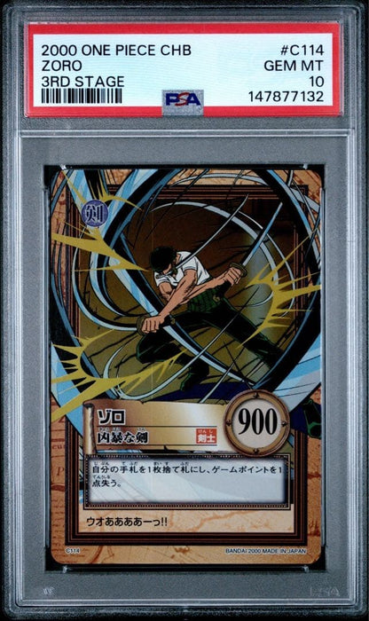 PSA 10 Zoro Vicious Sword Holo C114 2000 One Piece Hyper Battle Bandai Card18