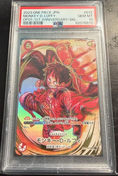 PSA 10 Luffy Oda Eiichiro Signed ST01-012 SR Parallel One Piece 1st Anniversary1