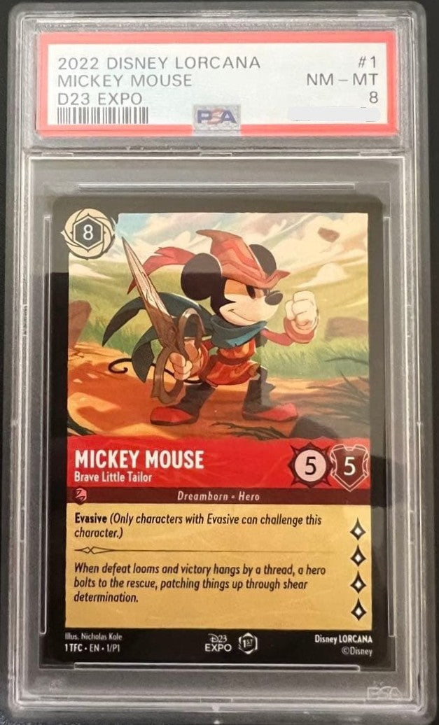 PSA 8 Mickey Mouse Brave Little Tailor D23 EXPO 2022 Promo Lorcana Card NM1