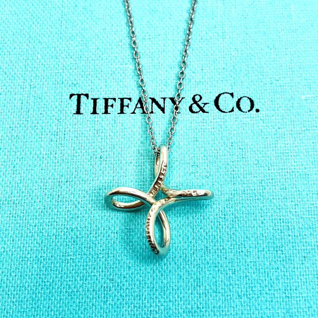 TIFFANY & Co. Infinity Cross Necklace Pendant Silver 925 USED10