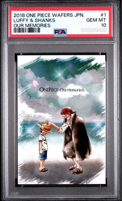 PSA 10 Luffy & Shanks 2018 One Piece Wafers Our Memories #1 Japanese1