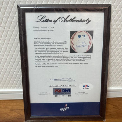 Shohei Ohtani Autographed Official MLB Rawlings Baseball PSA DNA COA #AO010001