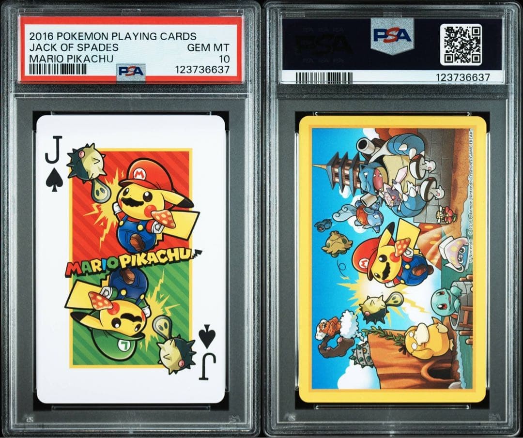 PSA 10 Mario Pikachu Playing Cards Royal Flush Spade Set 5 Card Rare GEM MINT5