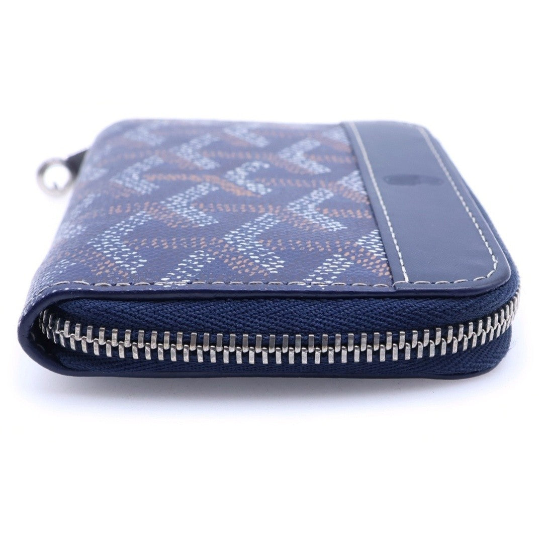 GOYARD Matignon Mini Coin Case Canvas Leather Navy USED2