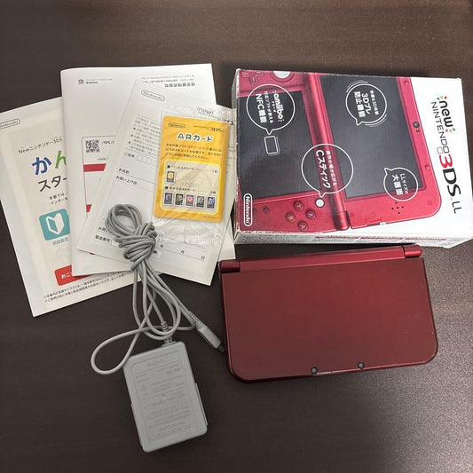New Nintendo 3DS XL LL Metallic Red Console with box Charger USED0