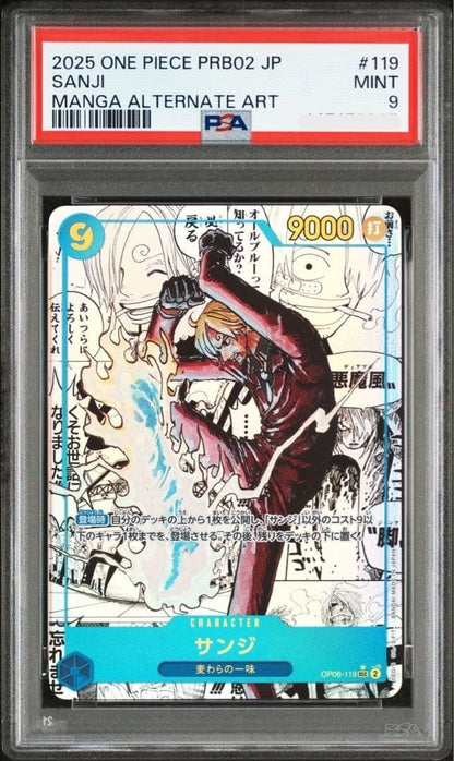 PSA 9 Sanji OP06-119 Manga Alt Art Comic Parallel ONE PIECE CARD THE BEST vol.20