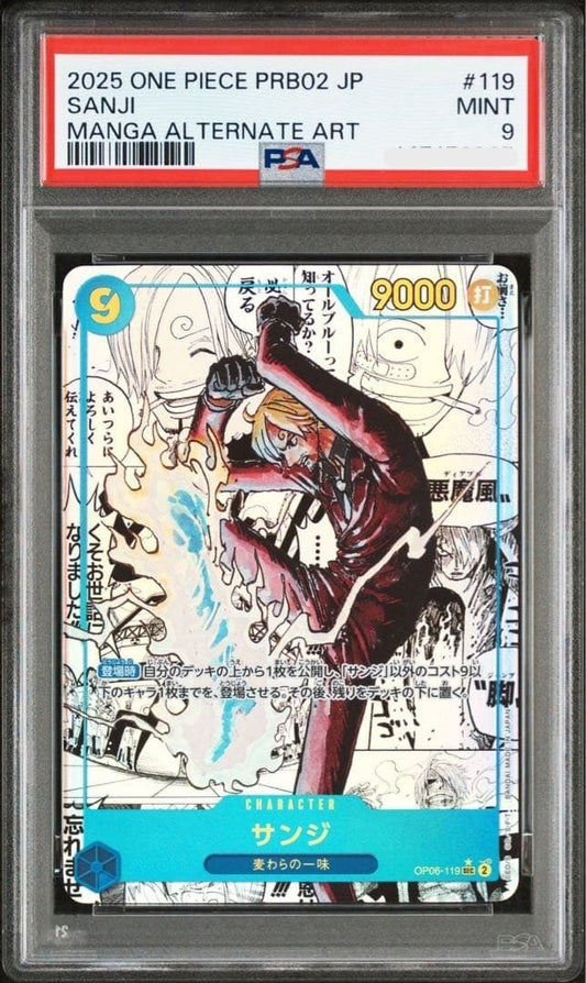 PSA 9 Sanji OP06-119 Manga Alt Art Comic Parallel ONE PIECE CARD THE BEST vol.20
