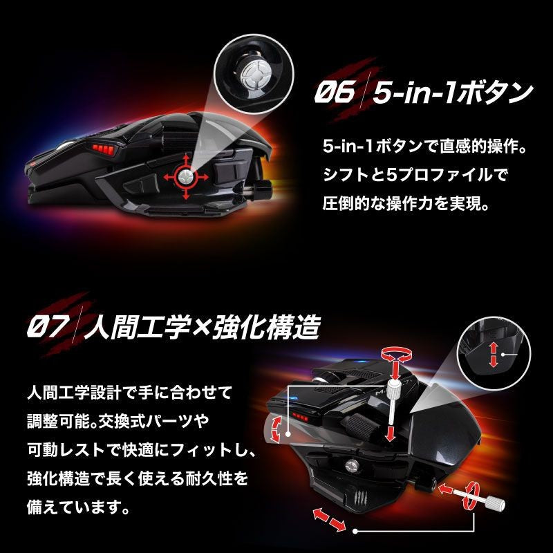 Mad Catz M.M.O. 7+ Gaming Mouse 21Buttons Wired Wireless MM10NHINBL0000J NEW6