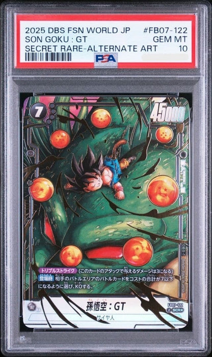 PSA 10 Son Goku GT FB07-122 Secret Rare Fusion World Shenron Dragon Ball Card1