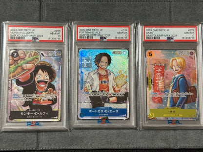 PSA10 Strongest Three Brothers One Piece Promo P-073 P-074 P-075 Sequential Set1