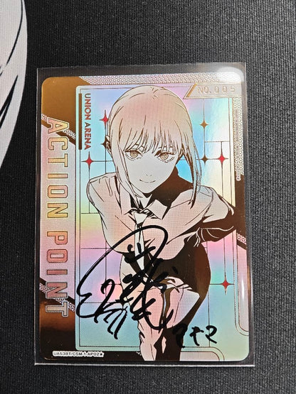 Union Arena Chainsaw Man Makima AP Action Point Holo Card Hand Signed Autograph1