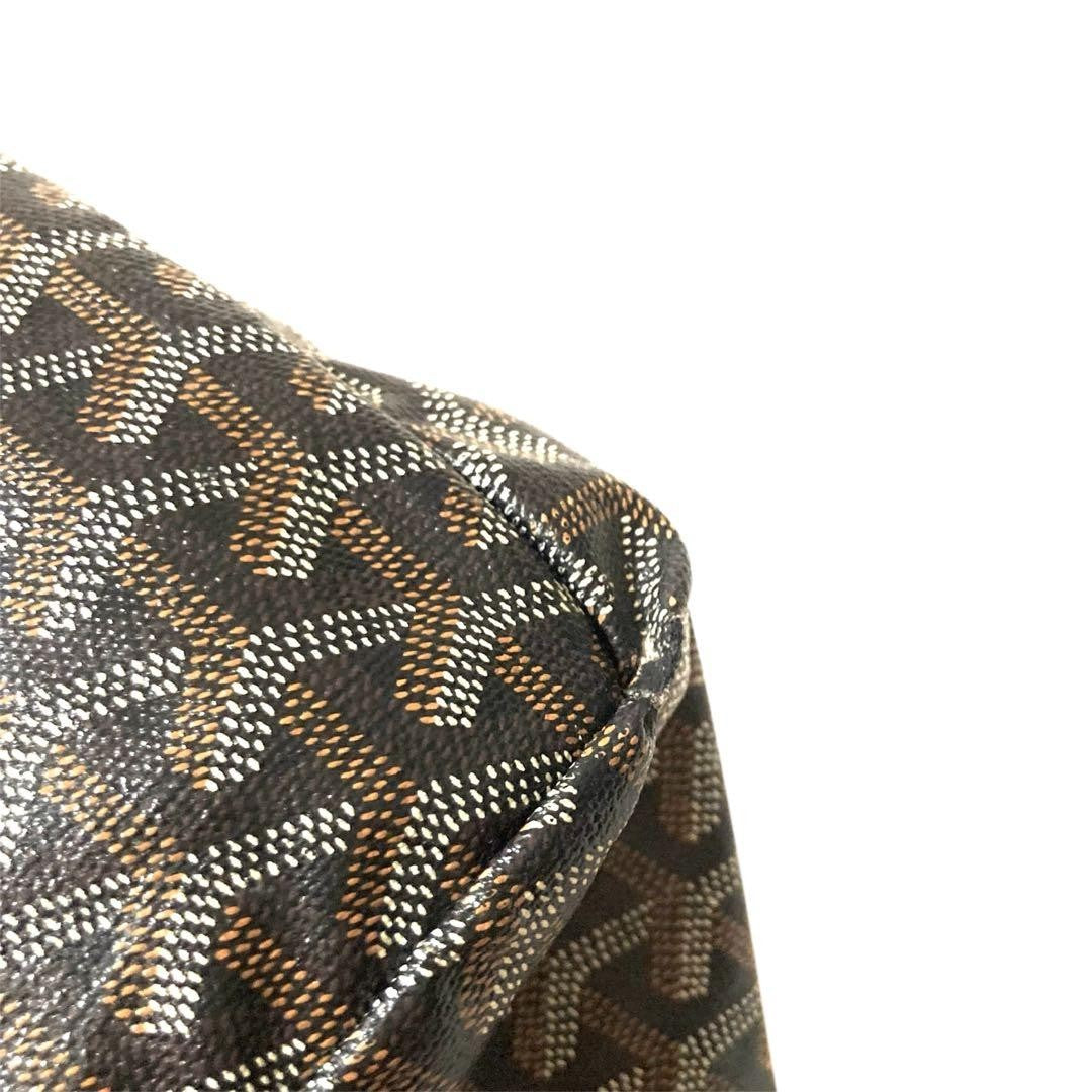 GOYARD Saint Louis PM Tote Bag Black Canvas Leather with Pouch USED12